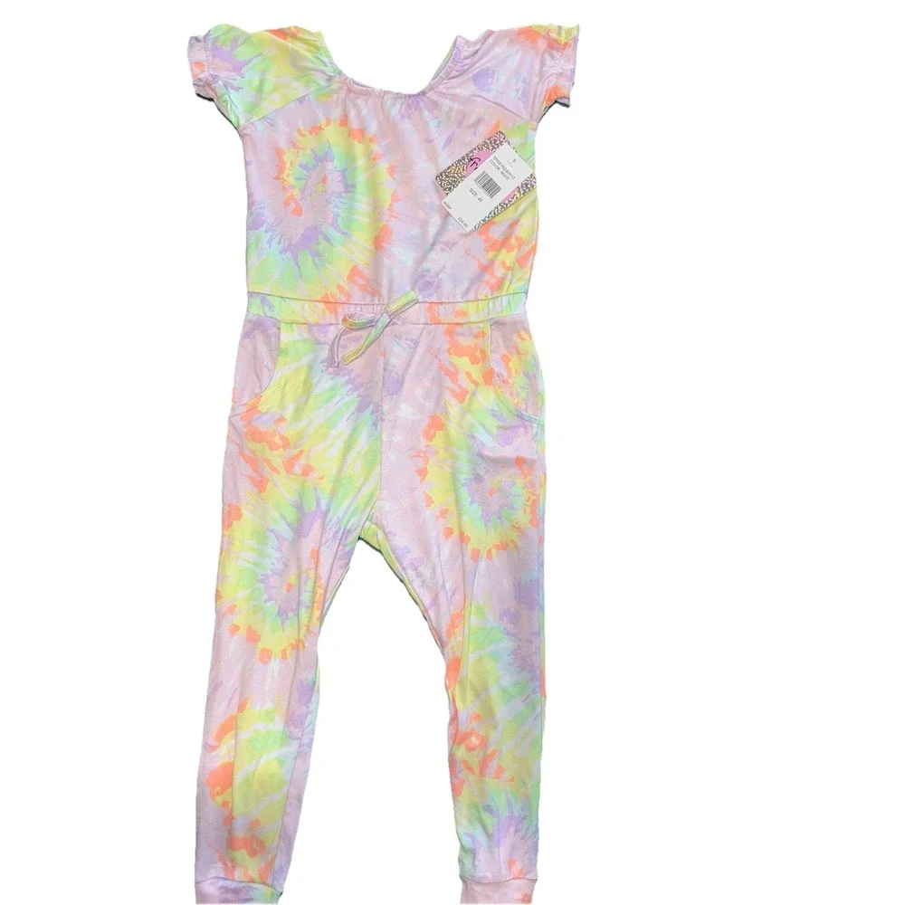FreeStyle Revolution Pastel Tie-Dye Jumpsuit Pockets Girls 4T One Piece Outfit - Picture 2 of 7
